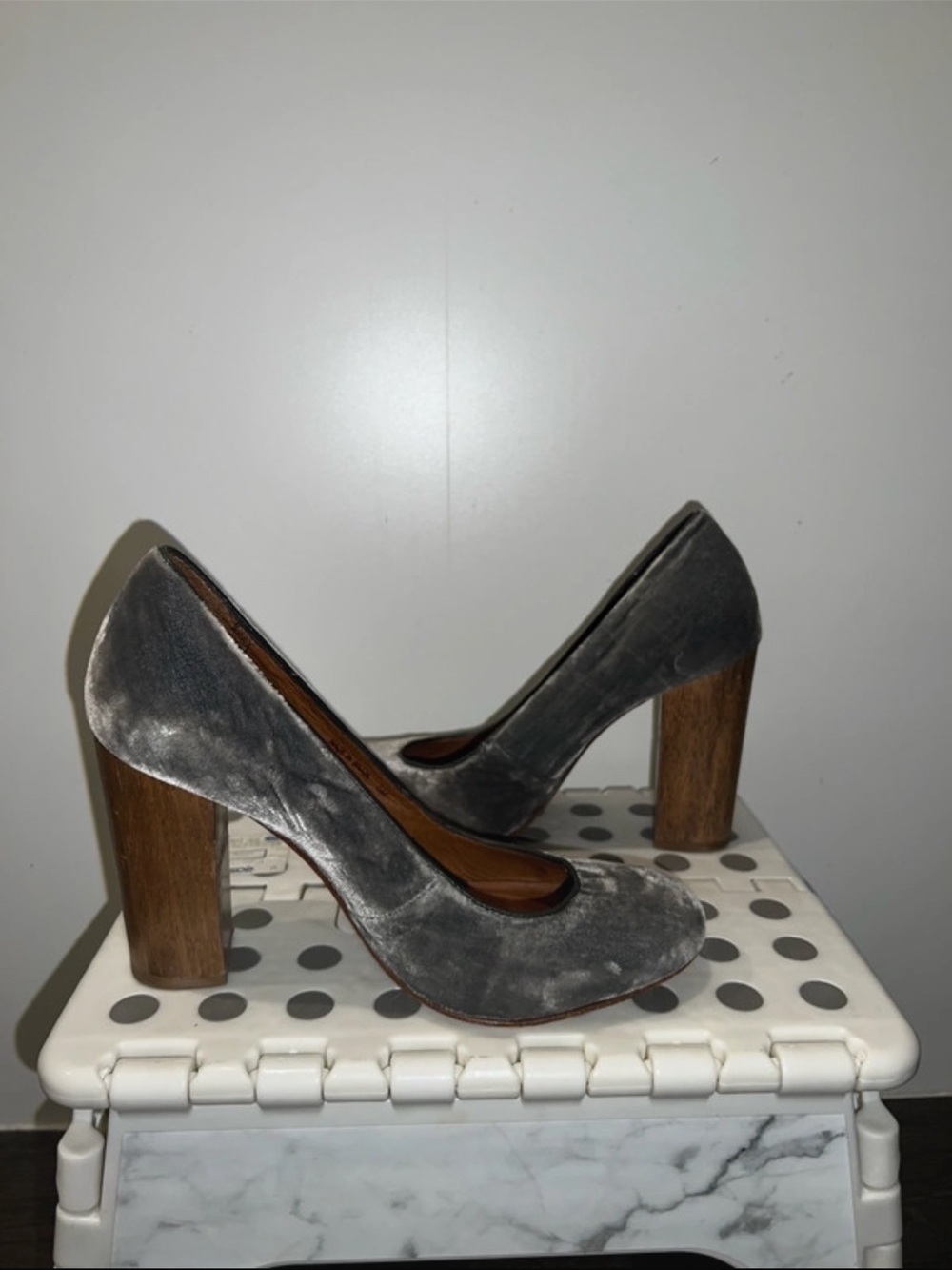 Juicy Couture Silver Velvet Round-Toe Pumps